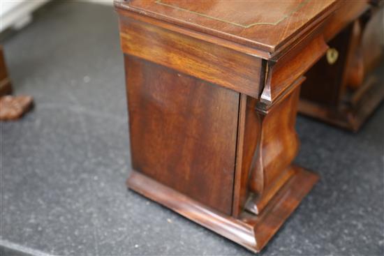 An early Victorian mahogany novelty tea caddy in the form of a twin pedestal sideboard, 15.75in. height 11in.